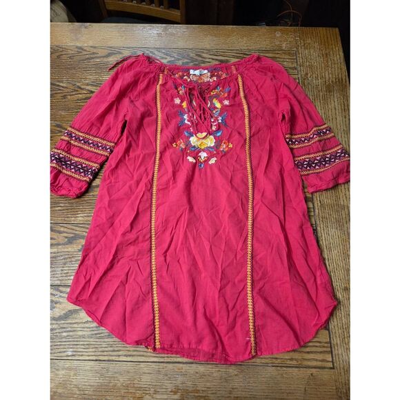 Johnny Was 3J workshop pink embroidered tunic blouse sz Small - Picture 1 of 4